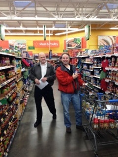 RepairClinic staffers Ken Carlson and Jim Palson shop for groceries